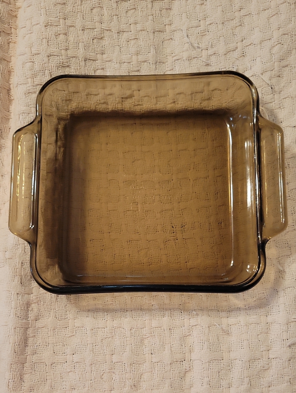 Vintage Anchor Hocking Smoky Amber Square Glass Baking Dish with Handles